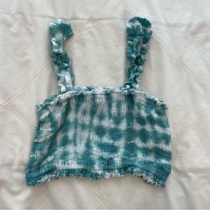 Teal and White crop top